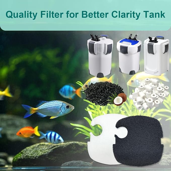 16-Set Aquarium Filter Replacement Media Compatible with SUNSUN Canister Filters HW-304A/304B, 404A/404B, 704A/704B and 3000,Polar Aurora 525 GPH