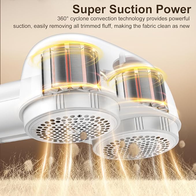 Fabric Shaver, Handzee Electric Lint Shaver, Dual Motor Sweater Shaver, Fabric Pilling Remover, Powerful 2 Gear 6-Leaf Blades, Portable Defuzzer Clothes Fuzz Remover for Sweater Furniture (White) | Equipped with 6 sharp blades, safely remove lint fuzz,...