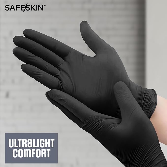 SAFESKIN Ultralight Disposable Nitrile Gloves - 2.0 Mil - Powder Free, Latex Free, All Purpose, Food Prep, Cooking, Cleaning