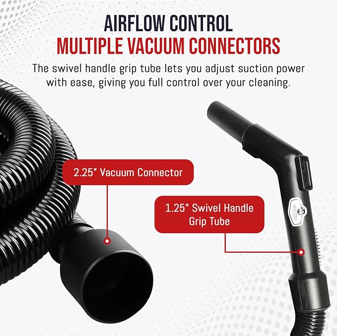 MP Maresh Products Vacuum Hose Replacement Compatible with Shop Vac Style Wet Dry Vacuum Cleaner - Crushproof Dust Collection Hose for Industrial and Commercial Use with Suction Control - 10' x 1-1/4"