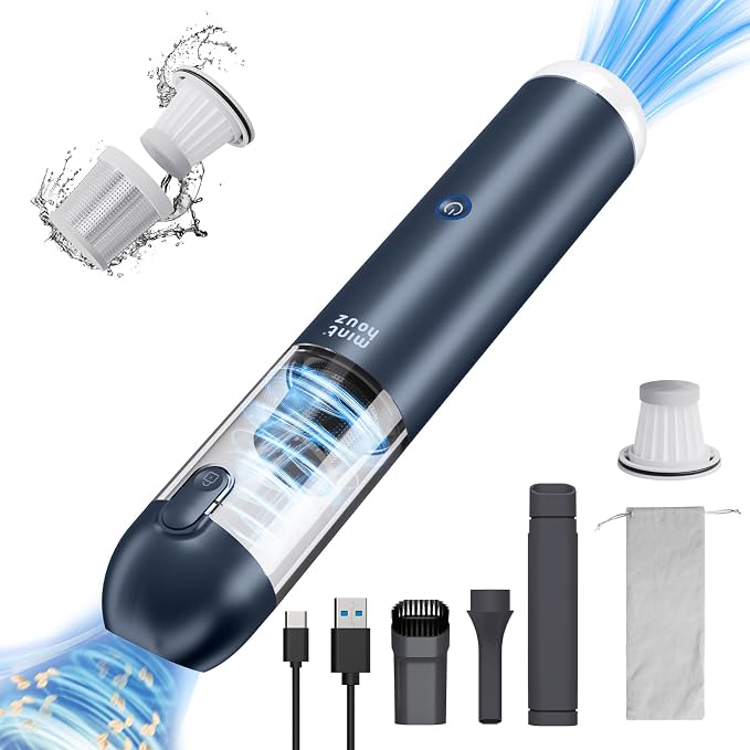 Minthouz Car Vacuum - 17000Pa/120W Handheld Vacuum Cordless with Blower & 2 Filters, Rechargeable Ultra Lightweight Hand Held Vacuum Mini Vacuum Cleaner for Car Home Pet Office Keyboard Cleaning