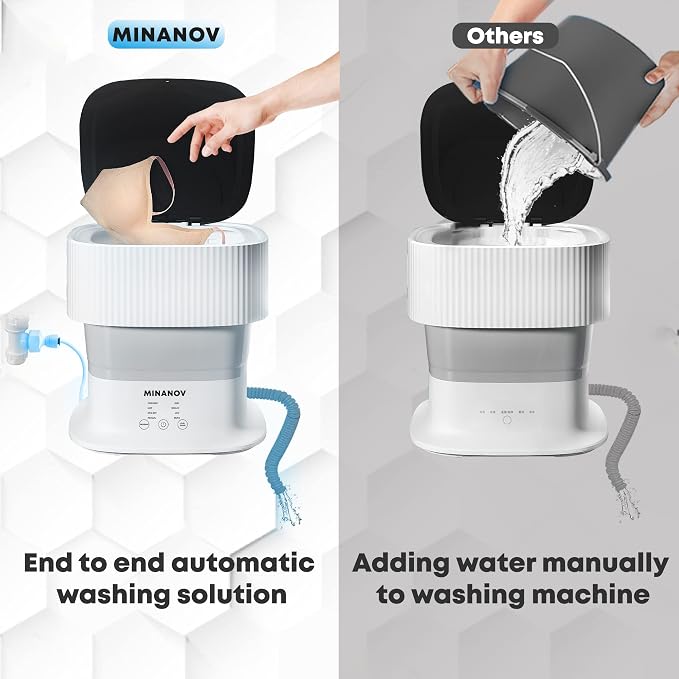 Mini Portable Washing Machine - Collapsible/Foldable Washing Machine with 3 Modes Cleaning for Baby clothes, Socks, Underwear - Portable Mini Washer for Dorm, Camping, RV, Travel