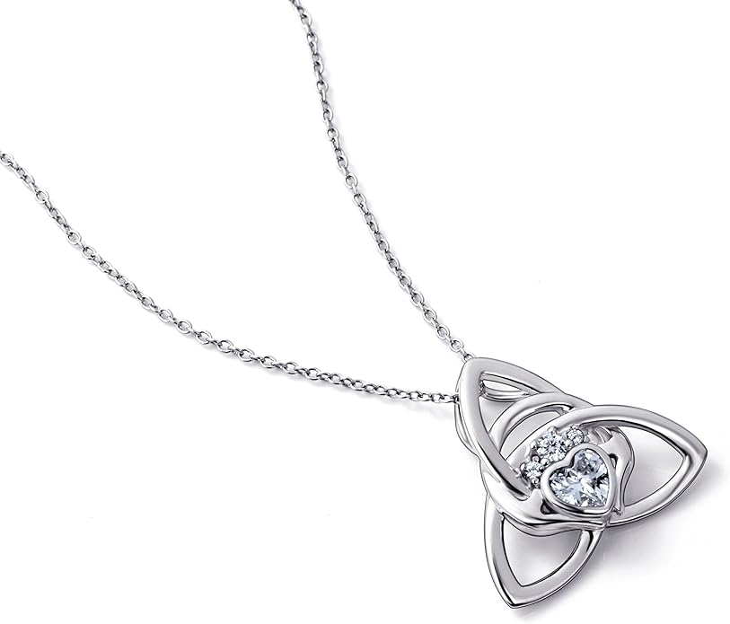 FLYOW 925 Sterling Silver Good Luck Irish Jewelry Celtic Knot Pendant Necklace for Women Birthday Graduation Gift