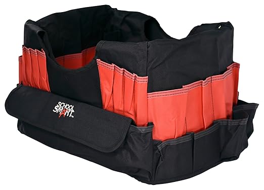School Smart Small Caddy, White, 12 in H X 14 in W X 12 in L - 43 Pockets - 086293