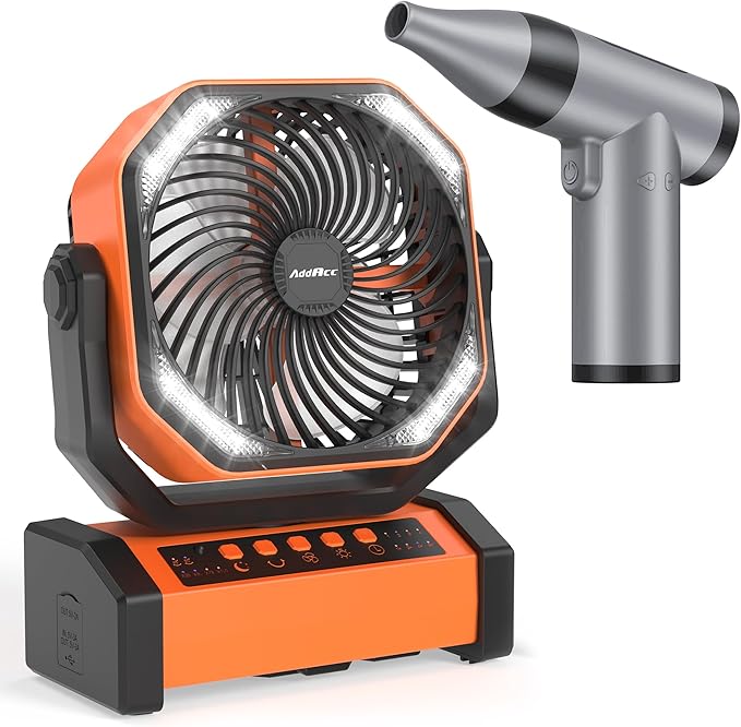 AddAcc 20000mAh Rechargeable Camping Fan + Compressed Air Duster, 30 Gear Stepless Speed, 70000 RPM Super Power Turbo Fan