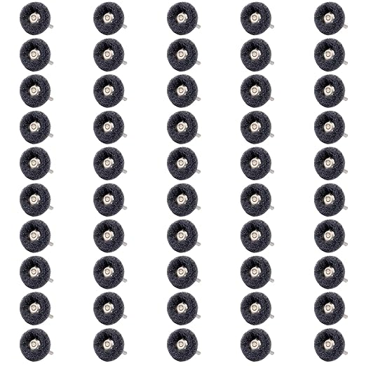 50 PCS Abrasive Buffing Wheels,1 Inch Buffing Polishing Wheel Set for Rotary Tool Accessorie 1/8'' (3mm) Shank, Black 400 Grits for Metal,Wood, Rust Removal
