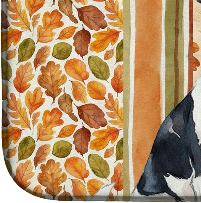 Caroline's Treasures Toy Fox Terrier Heirloom Fall Dish Drying Mat Absorbent Dish Drying Mat Pad for Kitchen Counter Dish Drainer Mat for Countertop, 14 x 21", Multicolor