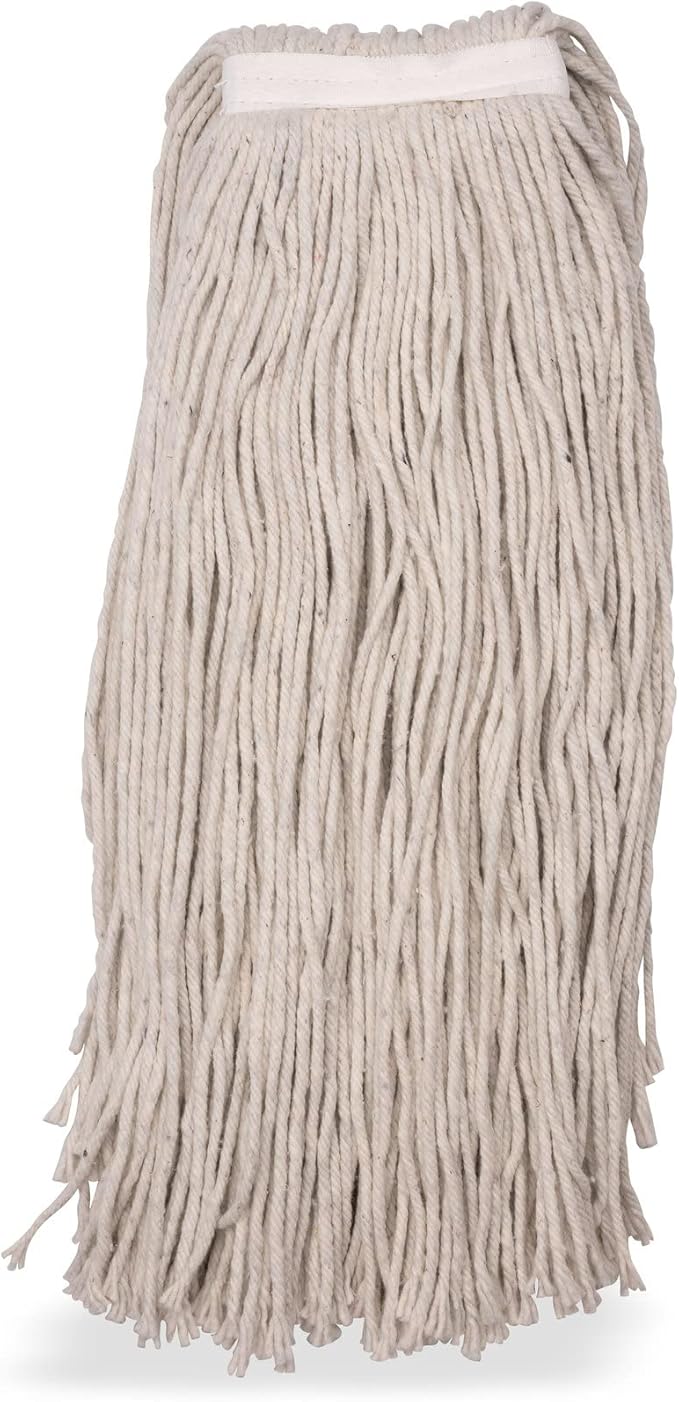 SPARTA Flo-Pac Cotton Mop Head, Cut-End, Narrow Band with White Band for Organized Cleaning, 44 Inches, Tan