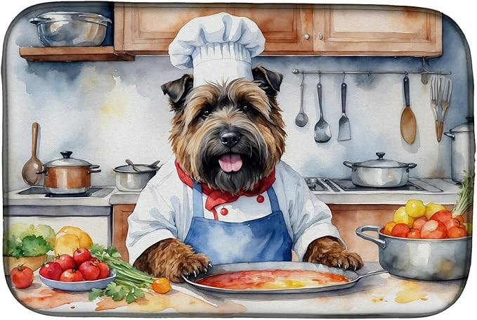 Caroline's Treasures DAC6218DDM Bouvier des Flandres The Chef Dish Drying Mat Absorbent Dish Drying Mat Pad for Kitchen Counter Dish Drainer Mat for Countertop, 14 x 21", Multicolor