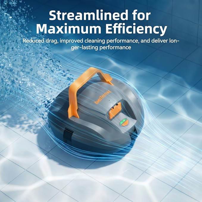 Planet Edge Pool Vacuum for Above Ground Pool, 120-Min Runtime, Powerful Dual-Motor, Adjustable Cleaning Path, Cordless Robotic Pool Cleaner for Flat Pools Up to 850 Sq.ft, Light Grey