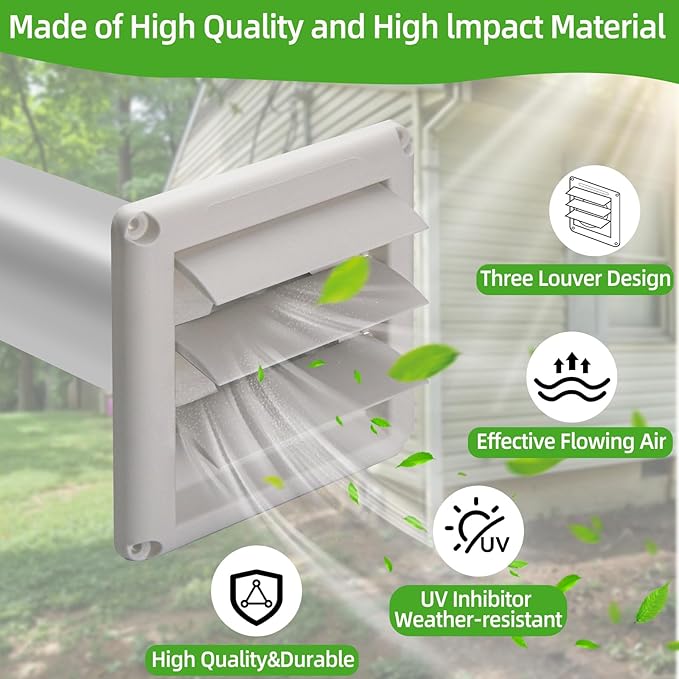 Dryer Vent Kit Through Wall with Hose/Duct Connector/Wall Plate,3 Inch Dryer Vent Hose Connector Ducting Kit for Bathroom Exhaust Fan Ventilation,Ceiling Washer Air Circulation
