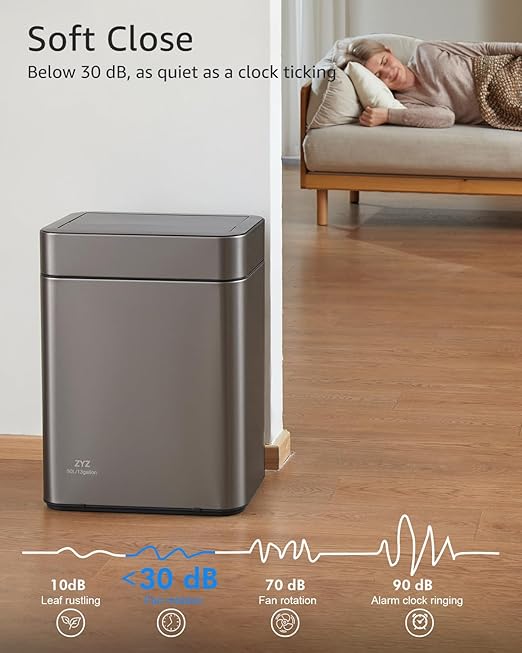 Automatic Trash Can Touchless 13 Gallon / 50L, Motion Sensor Trash Can with USB Rechargeable, Automatic Garbage Can for Kitchen, Butterfly Soft-Close Lid & Ozone Sanitizing (Includes 240 Trash Bags)