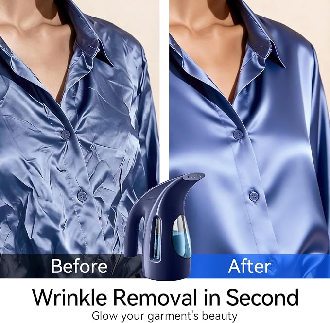 HiLIFE Steamer for Clothes, Portable Handheld Design, 240ml Big Capacity, 700W, Strong Penetrating Steam, Removes Wrinkle, for Home, Office(ONLY FOR 120V) (Deep Navy)