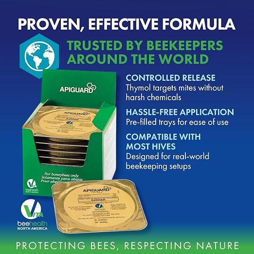 Apiguard – Natural Varroa Mite Treatment for Honey Bee Hives – 10 x 50g Thymol Gel Trays – Easy Application, Beekeeper-Trusted, Bee-Friendly, Plant-Based Protection