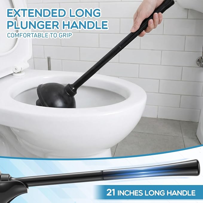 Reallnaive 8 Pack Toilet Plunger with Holder, Commercial Grade Heavy-Duty Plunger Set with Storage Base, Professional Bathroom Maintenance Tool