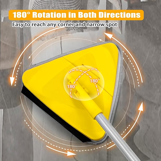 JEHONN Wall Cleaner Mop with Long Handle 80 Inches, 3-in-1 Ceiling Cleaning Tool Duster with 10 Replacement Microfiber Chenille Pads (Yellow)