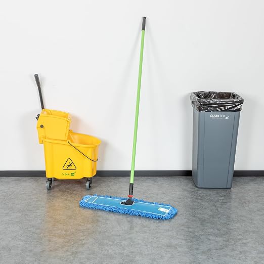 Restaurantware-Clean Tek Professional 24.02 x 5 Inch Dry Floor Mop, 1 Reusable Dust Mop - 64-Inch Handle, Secure Attachment, Blue Microfiber, Machine Washable, for Floor, Cleaning Home Or Office
