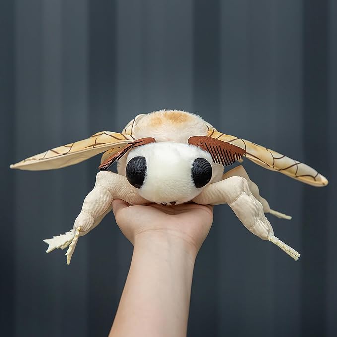Silk Moth Plush Toy - Lifelike Silk Moth Stuffed Animals 11in, Realistic Soft Big Wings Moth Toys, Simulation Butterfly Plushie Model Toy, Unique Plush Collection for Kids