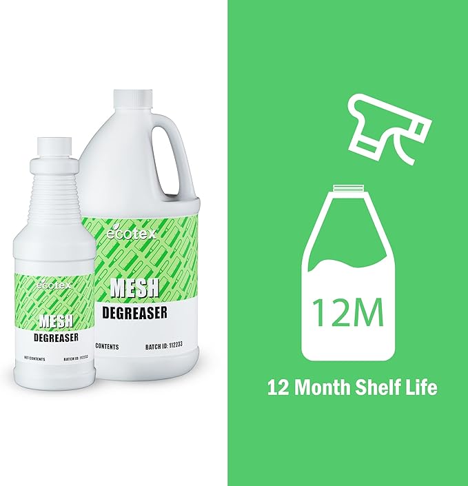 Ecotex® Screen Printing Mesh Degreaser (Gallon - 128oz.) - Silk Screen Cleaner, Oil and Residue Remover - Screen Printing Frame Degreaser and Mesh Cleaner, Eco-Friendly Screen Printing Supplies