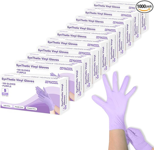 Disposable Gloves Small, Nitrile and Vinyl Blend Material Gloves, Latex Free 4 Mil 1000 Pc Food Grade Glove for Cleaning, Food Prep, Hair Dye, Tattoo, Purple