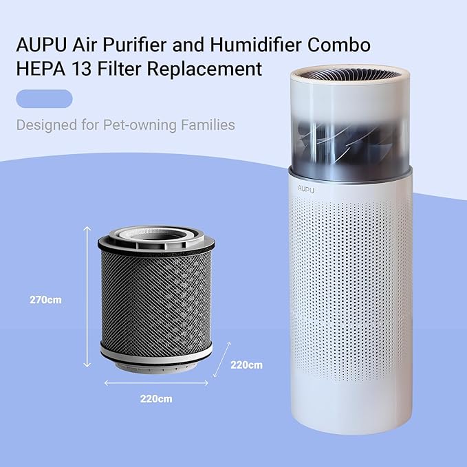 Genuine Replacement HEPA Filter for C1 Air Purifier and Humidifier Combo,99.97% Particle Filtration HEPA Filter with High-Efficiency Activated Carbon for Pets Odors,Smoke,Pollen,Dust(2 Pack)