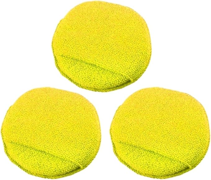 Microfiber Car Applicator Pads Advanced Car Paint Polishing and Waxing Sponges Cars Paint and Cockpit Detailing Care Tool(3PCS Yellow)