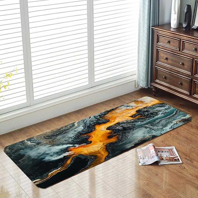 WODEJIA Non Slip Bath Rugs Sponge Foam for Bathroom,Flannel Mat Rug for Living Room, Absorbent MatS for Forlaundry Room and Kitchen,Art Welcome Mat 47x18 Inches