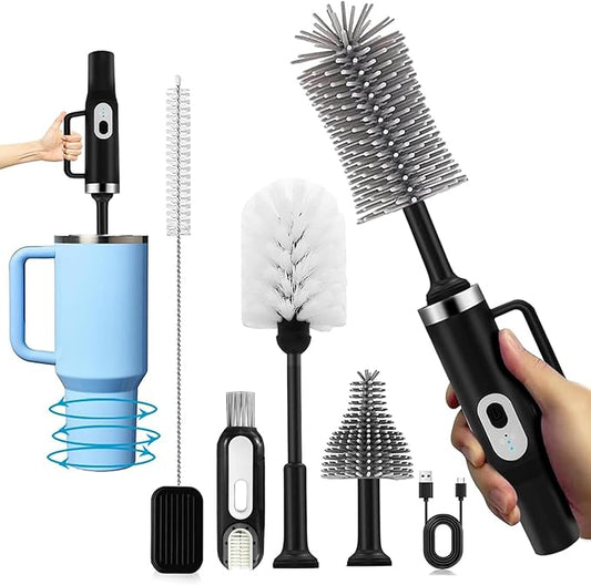5-in-1 Long Handle Electric Water Bottle Brush, Straw Cleaner Brushes with Removable Brush Head, Water Bottle Brush, Bottle Brush,for Stanley Cups, Baby Bottles, Pacifiers