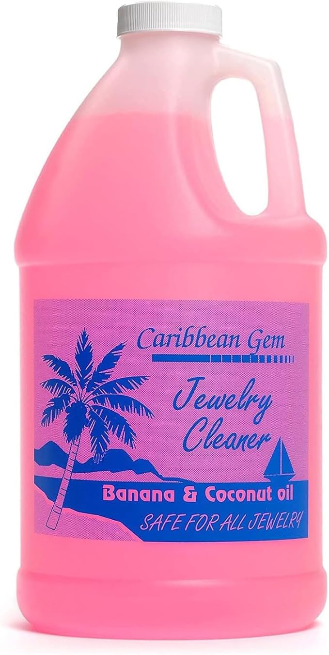 Caribbean Gem Banana & Coconut Oil Jewelry Cleaner (1/2 Gallon Refill) - Jewelry Cleaning Solution Gallon for All Gold, Silver, Diamonds, Rings, Gems & Precious Stones