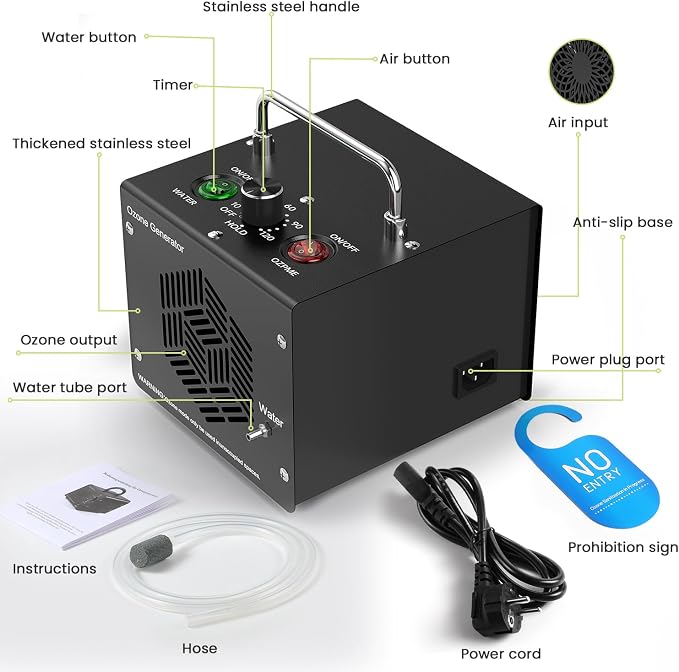 Medvoe Ozone Odor Eliminator Generator for Water & Air | Black, Up to 8000 sq. ft. Coverage, Pet Odors, Smoke Odors, Apartments, Vehicles, Boats, Kitchens, Bathrooms, Basements