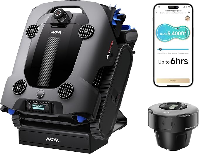 Mova Rover X10 Cordless Robotic Pool Cleaner, 7-in-1 Cleaning, AquaScan LDS Mapping & Precise PoolNavi, Smart Surface Parking, 10,000 GPH Suction, EdgeDrive Brush, Skimmer with Real-time App Control