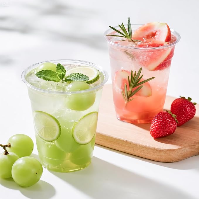 BYSNOW 12 oz Clear Plastic Cups - 300 Count Disposable Wine Cup for Party, 12 Ounce Drinking Cups Bulk, PET Cocktail Glasses for Smoothie, Fruit, and Cold Beverage