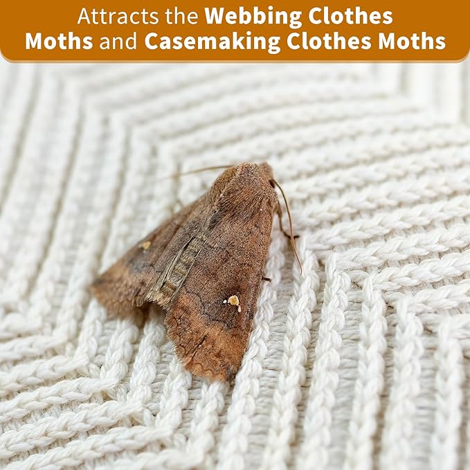 Clothes Moth Traps with Powerful Pheromones, Non-Toxic & Odor-Free Sticky Moth Traps for Clothes & Closets, Refillable 12-Pack