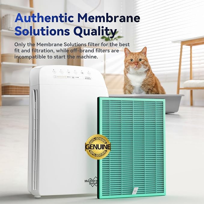 Membrane Solutions MSA3/MSA3S Genuine Pet Odor Removal Air Purifier Filter Replacement 2 Pack, Upgraded 4-in-1 H13 True HEPA Filter