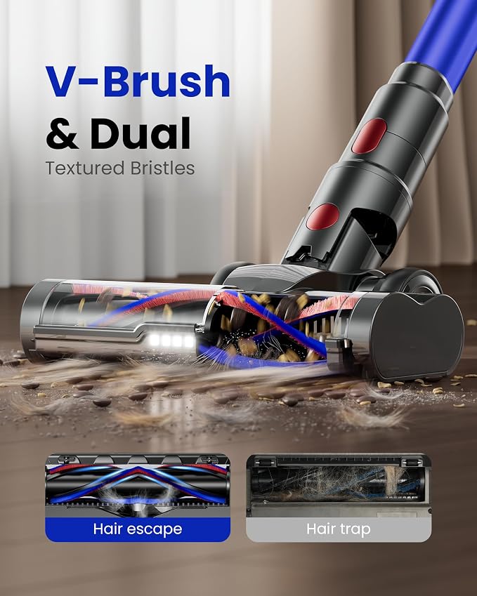 Cordless Vacuum Cleaner, Upgraded 650W 55KPA 70Mins Cordless Stick Vacuum Cleaner with Flexible Hose,Self-Standing,Touch Screen, Anti-tangle Wireless Vacumm Cleaners for Home/Pet Hair/Carpets/Floors
