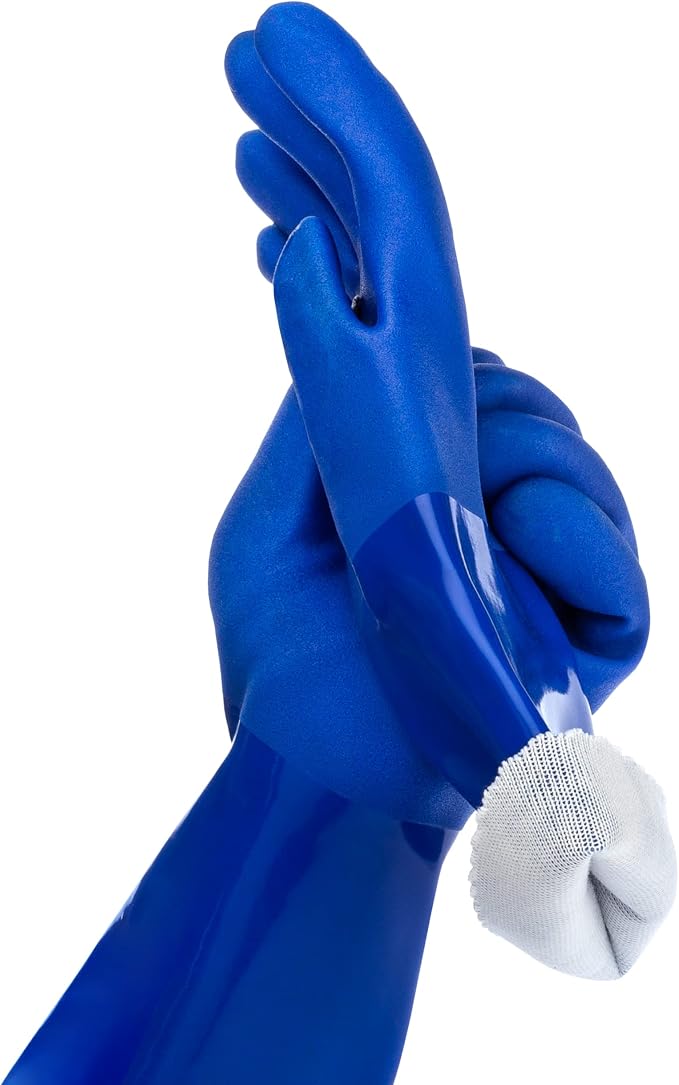 kitchen-star Ultimate Rubber Household PVC Gloves with Comfortable Cotton Lined, Anti-Slip surface, Kitchen Dishwashing, Extra Thickness, Kitchen Cleaning, Working, Painting, Pet Care (Small, Blue)