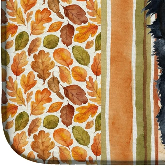 Caroline's Treasures Schipperke Heirloom Fall Dish Drying Mat Absorbent Dish Drying Mat Pad for Kitchen Counter Dish Drainer Mat for Countertop, 14 x 21", Multicolor