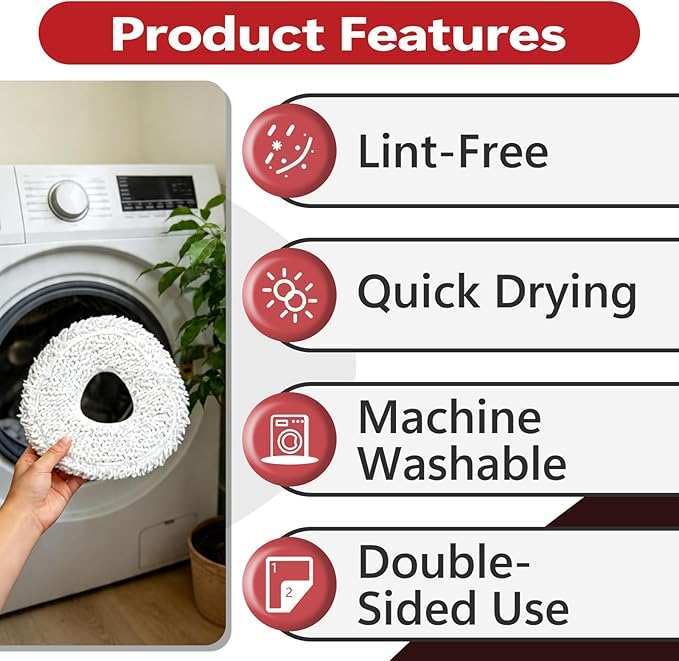 24 Pcs Replacement Mop Pads Compatible with Narwal J3 J4 YJCC012 YJCC015 Microfiber Resuable Mop Cloth Robot Vacuum Cleaner Accessories, White