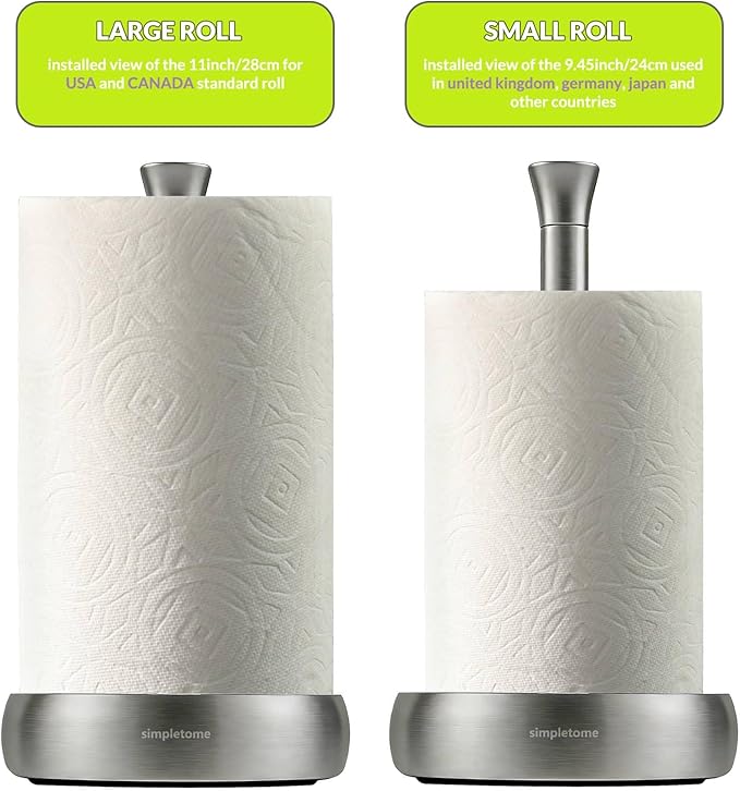 simpletome Heavy Duty Paper Towel Holder Countertop Prevent Kitchen Paper from Unraveling (Brushed Stainless Steel)