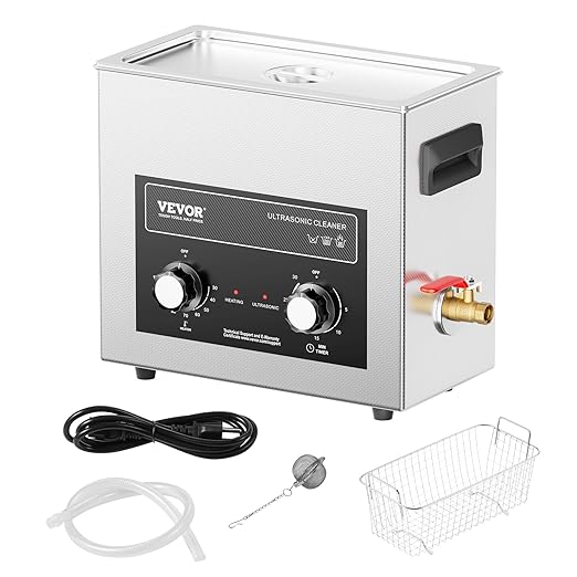 VEVOR 6L Sonic Cleaner with Heater Timer & Basket, Professional Digital Sonic Cavitation Machine, 180W Cleaning Machine for Watch Instruments, Glasses, Coin, Metal Parts, Tool