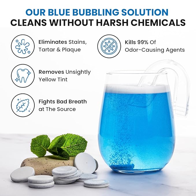 240 Units Retainer and Denture Cleansers Tablets (8 Months Supply) - Cleaner Removes Plaque, Stains from Dentures, Retainers, Night Guards, Mouth Guard, Aligners and Removable Dental Appliances
