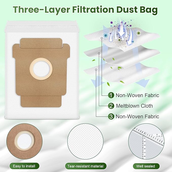 19 Pcs Accessories Kit Compatible with iRobot Roomba Max 705 Vac/Plus 504 Vac Robot Vacuum, Replacement Parts Include 2 Main Brushes, 6 Dust Bags, 4 Filters, 6 Side Brushes, 1 Cleaning Tool