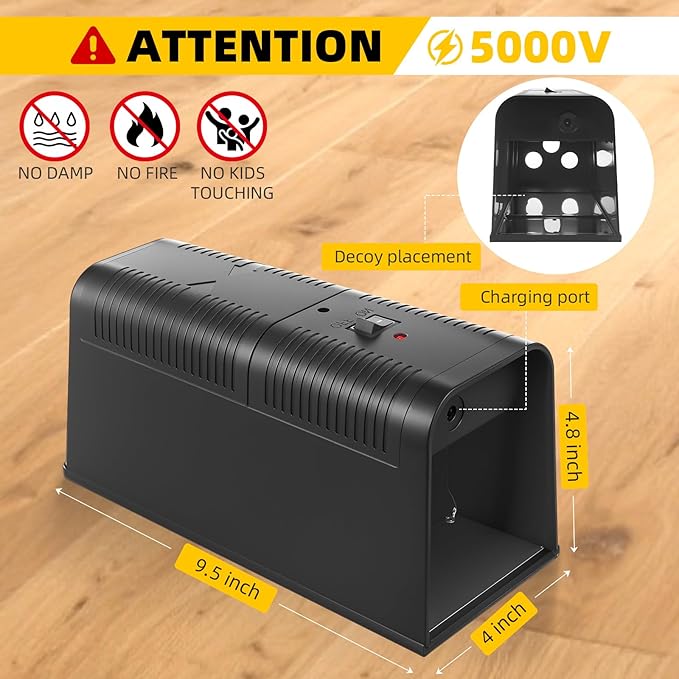 2026 Upgraded Electric Mice Trap Rat Traps Electronic Mouse Traps Zapper, High Voltage No-Touch Rodent Zapper Indoor for Home, Living Rooms, Kitchens, Garages, Reusable Rat Trap Electric Shock(2Pack)