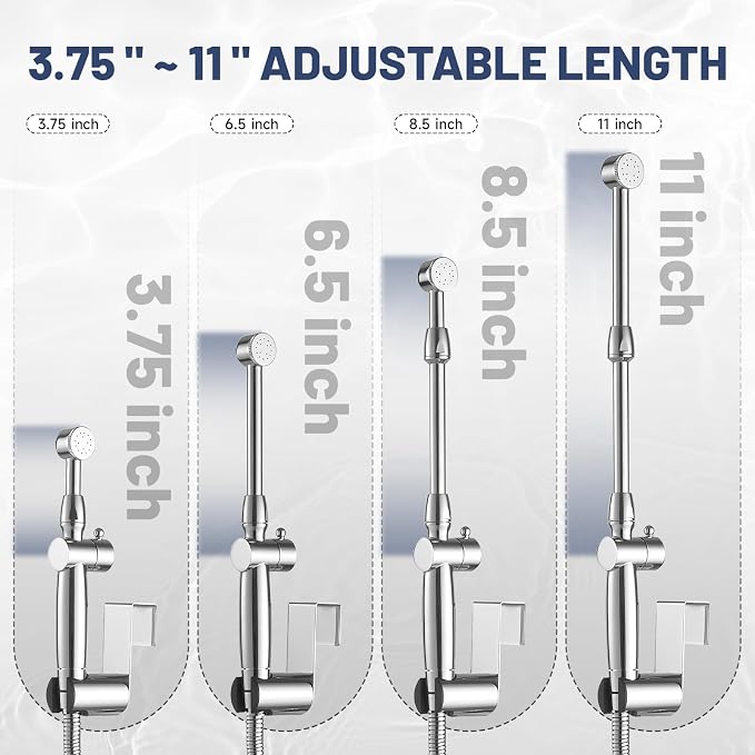 Chrome Handheld Bidet Sprayer Attachment for Toilet Adjustable Cloth Diaper Sprayer Bidets for Attachment Toilet with Interchangeable Spray Heads, Brass