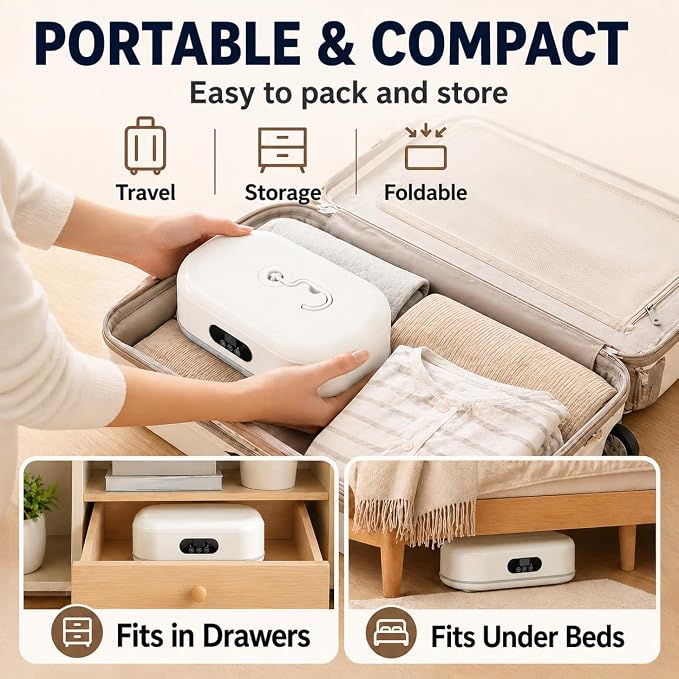Portable Clothes Dryer, 700W Foldable Dryer for Clothes with Timer, No Assembly Required, Quiet Compact Dryer for Apartment, RV, Dorm, Travel & Small Spaces