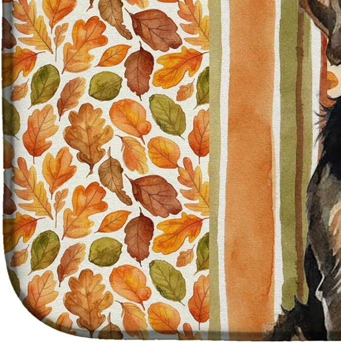 Caroline's Treasures Black and Tan Otterhound Heirloom Fall Dish Drying Mat Absorbent Dish Drying Mat Pad for Kitchen Counter Dish Drainer Mat for Countertop, 14 x 21", Multicolor