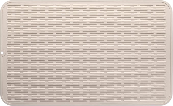 MicoYang Silicone Dish Drying Mat for Multiple Usage,Easy clean,Eco-friendly,Heat-resistant Silicone Mat for Kitchen Counter or Sink,Refrigerator or Drawer Liner Tapioca 3XL 28 inches x 18 inches