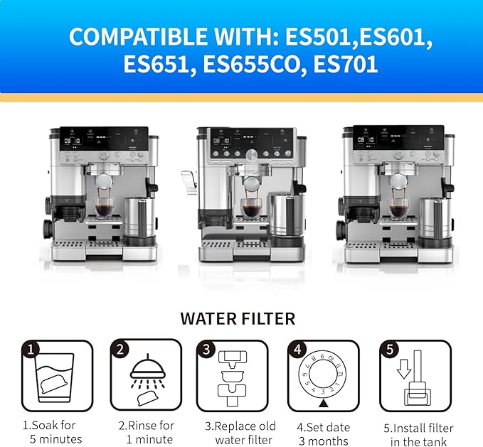 Espresso Cleaning Supply Kit for Ninja Luxe Cafe, 6 Month Supply, Descale Packets, Cleaning Tablets, Water Filters,Disc,Espresso & Coffee Machine ES501 ES601 ES701 Cleaner