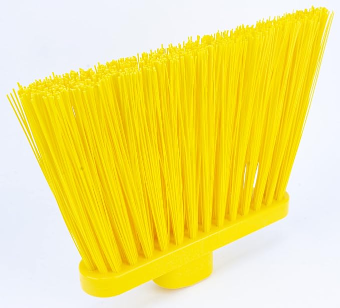 SPARTA 41083EC04 Plastic Color Coded Broom, Unflagged Bristles, Long Broom With Angled Head For Small Debris Cleaning, 56 Inches, Yellow, (Pack of 12)