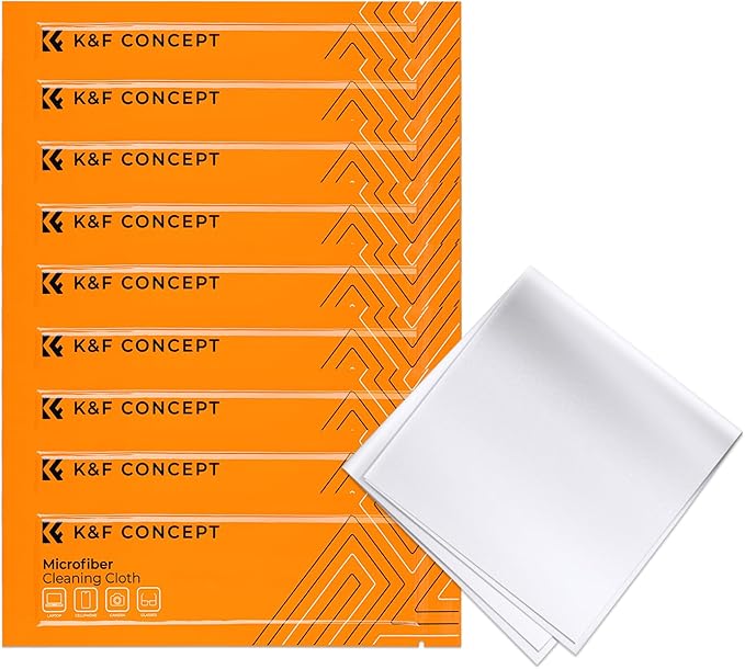K&F Concept 10 Pack Microfiber Cleaning Cloths，Washable Reusable, with 200ML Screen Cleaner Spray